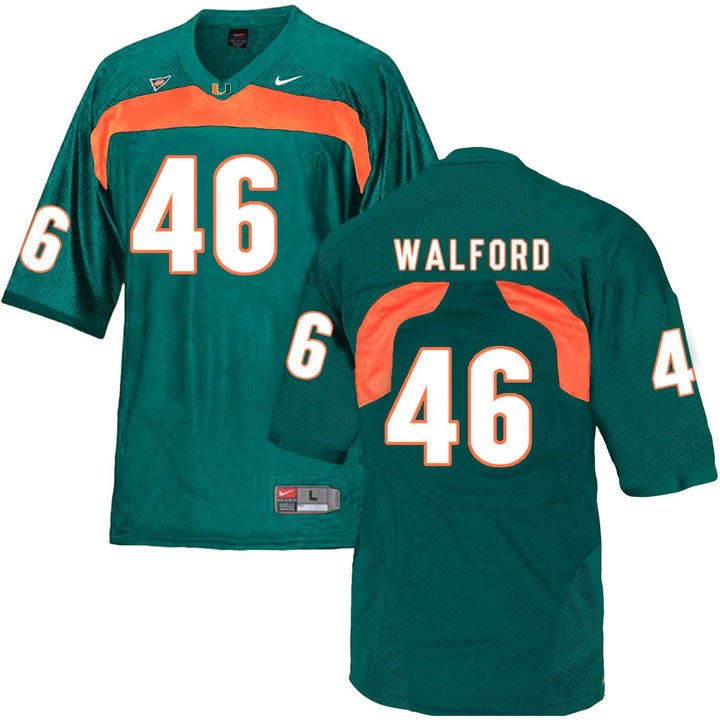Miami Hurricanes 46 Clive Walford Green College Football Jersey DingZhi